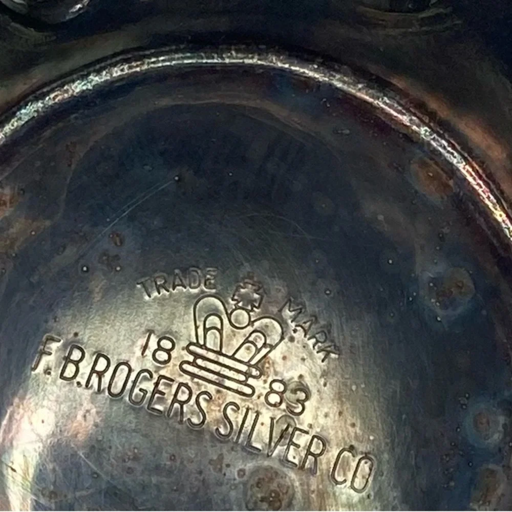 Antique Silver Tea Set Serving Tray Vintage FB Rogers Silver Co Ornate Engraved